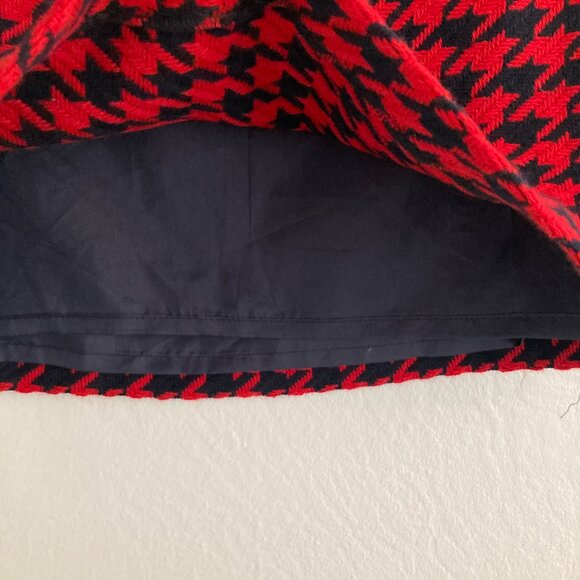 Vintage Tommy Hilfiger Wool Blend Houndstooth Mini Skirt Red Preppy Academia 6 - Picture 3 of 7
